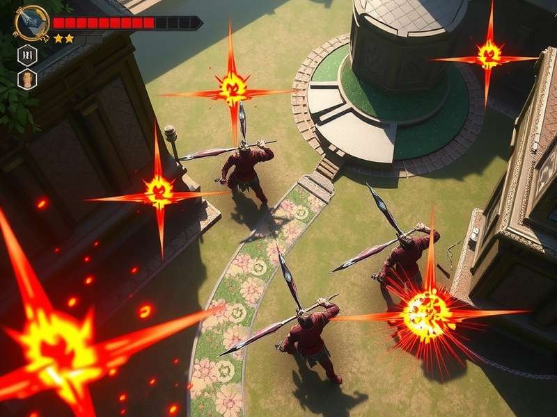 Archero Adventure Reborn - Strategic Battle Gameplay Archero Adventure Reborn battle scene showing top-down view with character dodging enemy attacks